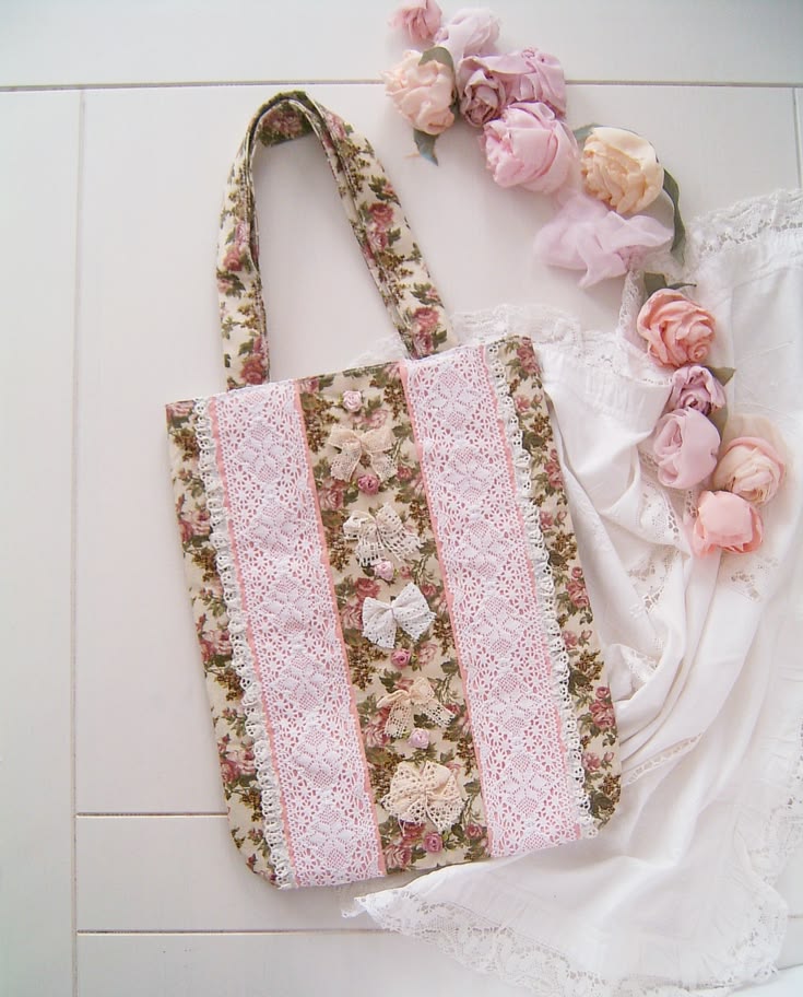 Shabby Chic Rose Tote Bag – Handmade Romantic Floral Bag | Sweet Dream Rose