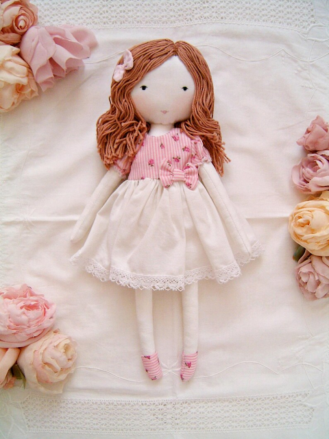 Romantic Pink & White Handmade Rag Doll
