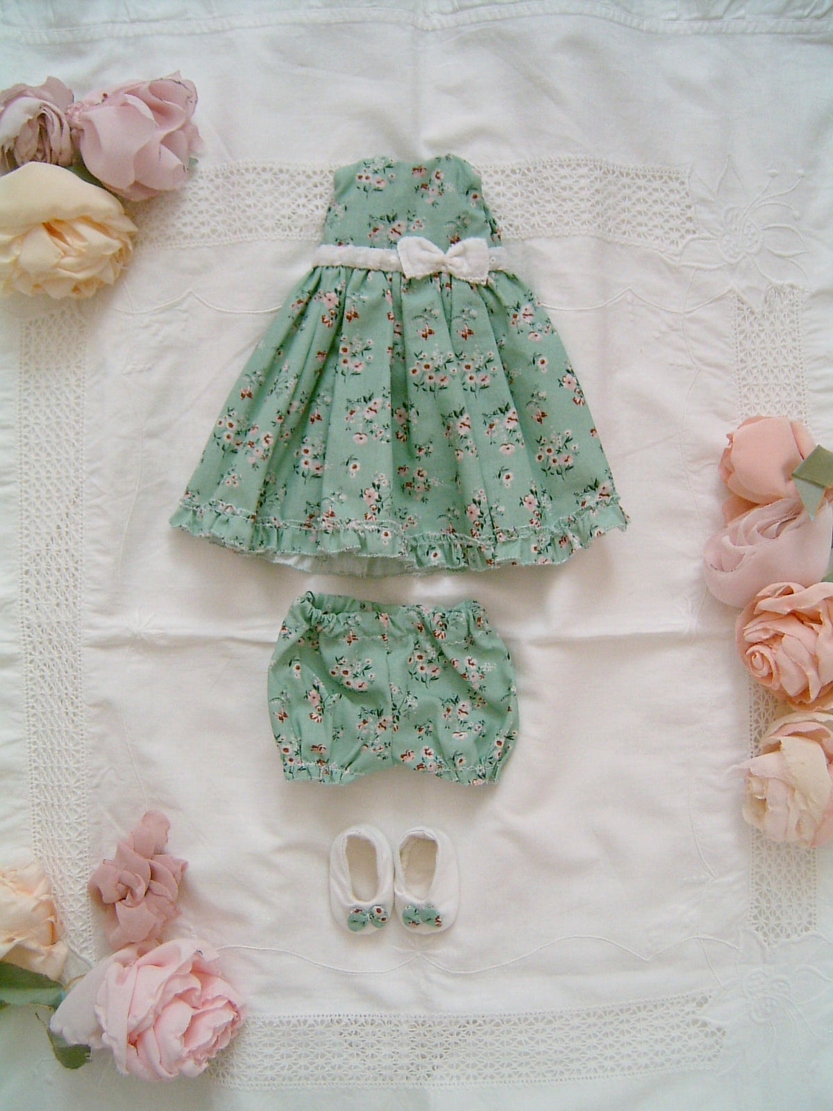 Blonde Girl Waldorf Doll with Romantic Floral Clothes - Sweet Dream Rose