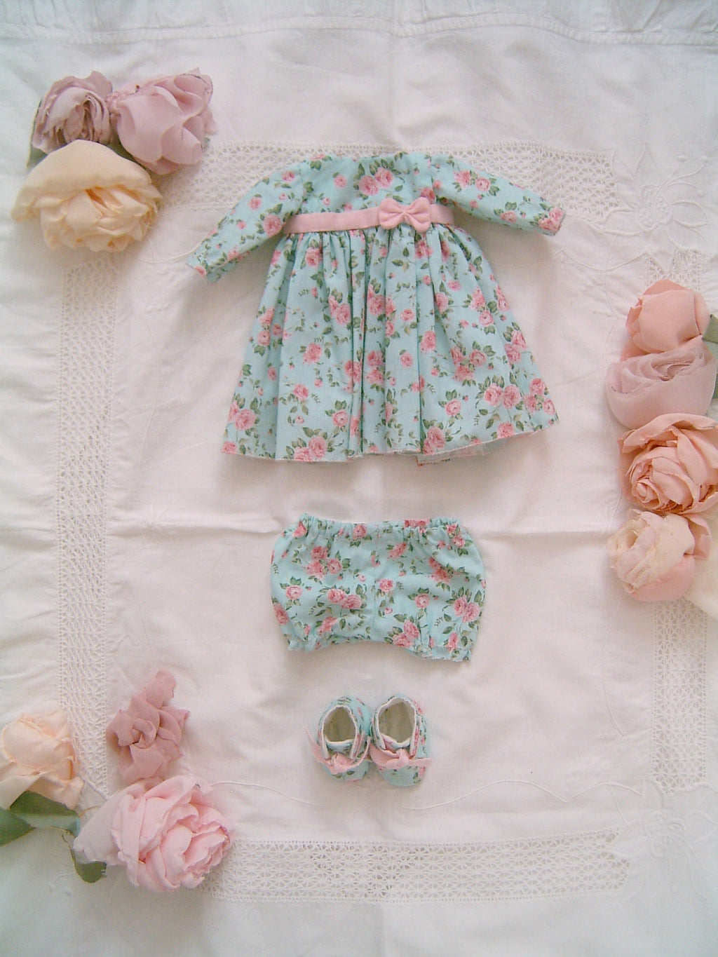 Blonde Girl Waldorf Doll with Romantic Floral Clothes - Sweet Dream Rose