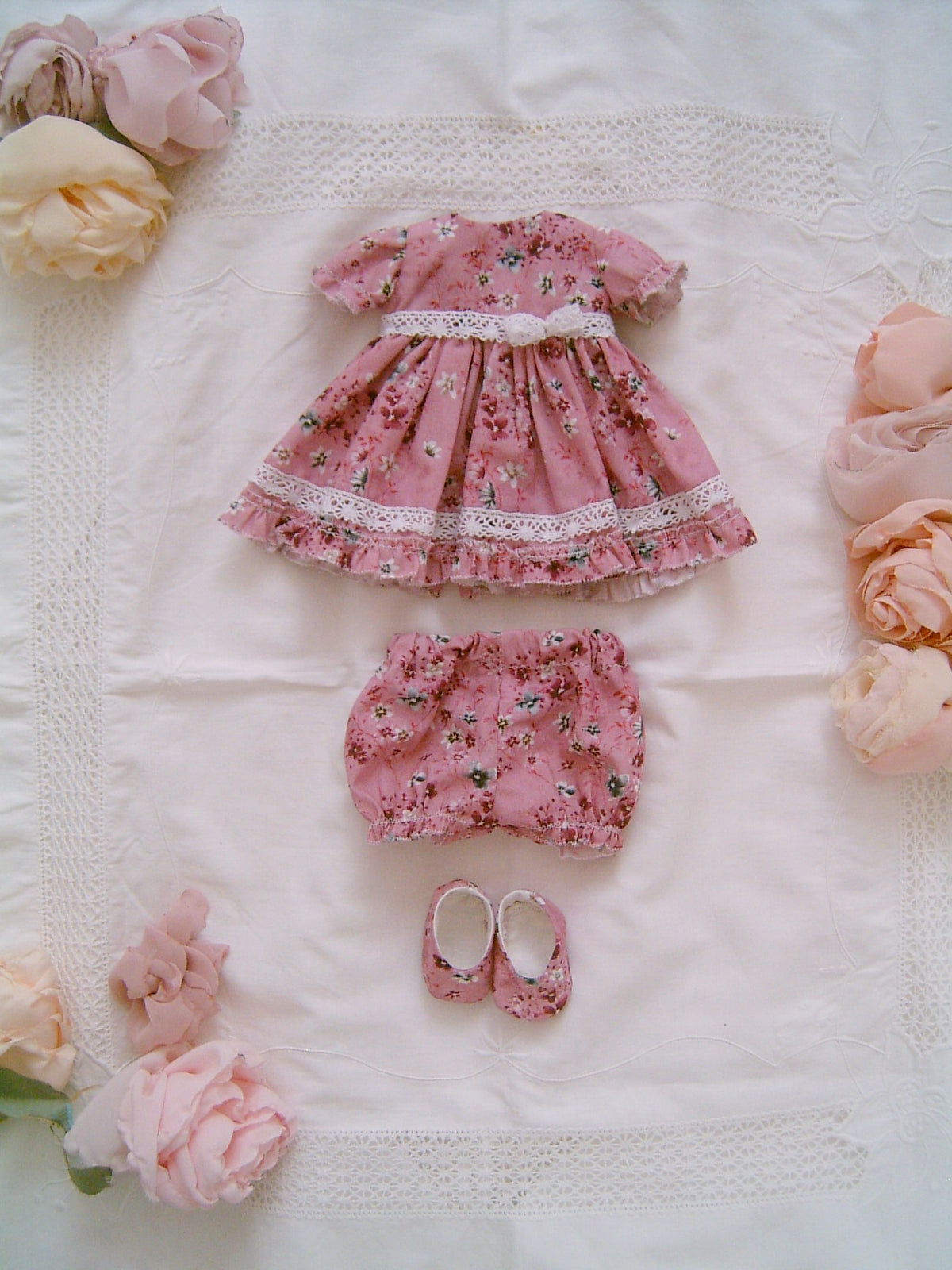 Blonde Girl Waldorf Doll with Romantic Floral Clothes - Sweet Dream Rose