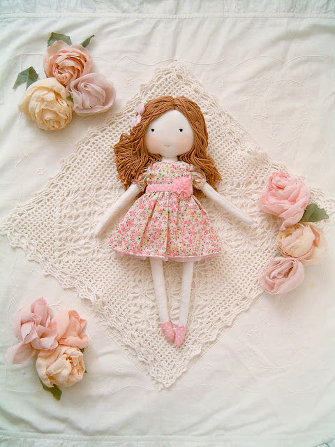Pink Floral Handmade Rag Doll – Romantic Fabric Doll | Sweet Dream Rose