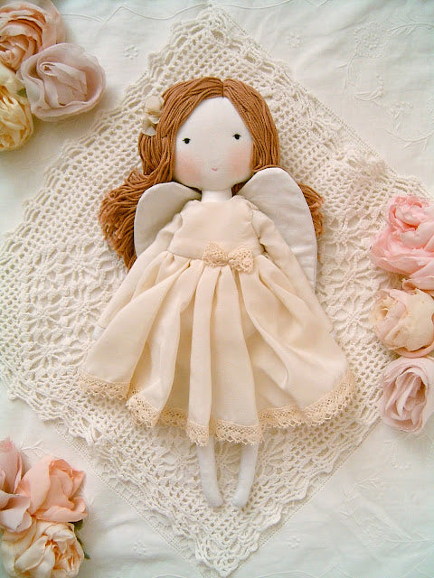 Romantic Handmade Angel Doll – Shabby Chic Fabric Doll | Sweet Dream Rose