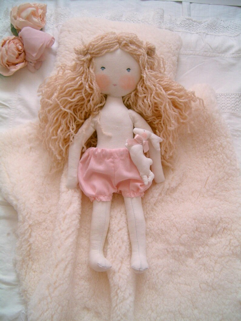 Blonde Girl Waldorf Doll with Pink Floral Clothes - Sweet Dream Rose