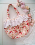 Red rose floral tote bag with decorative eyelet lace details by Sweet Dream Rose