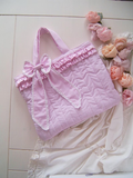 Pink Gingham Quilted Tote Bag – Handmade Shabby Chic Bow Handbag | Sweet Dream Rose