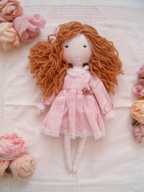 Handmade Pink Floral Rag Doll – Shabby Chic Heirloom Doll for Girls | Sweet Dream Rose