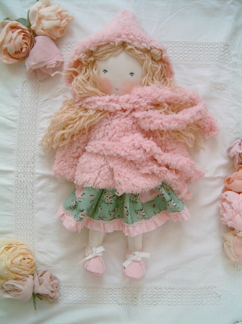 Blonde Girl Waldorf Doll with Pink Floral Clothes - Sweet Dream Rose