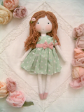 Shabby Chic Handmade Doll – Mint Green Polka Dot Dress | Sweet Dream Rose