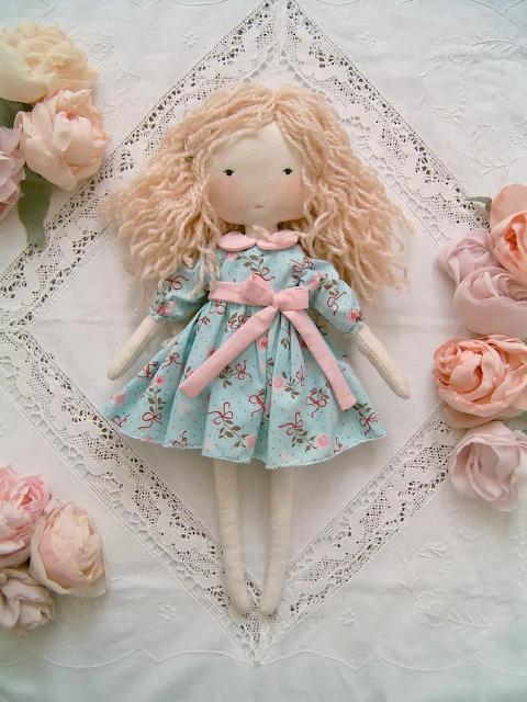 Handmade Rag Doll – Romantic Shabby Chic Fabric Doll | Sweet Dream Rose